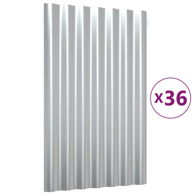 Vidaxl dakpanelen 36 st 60x36 cm gepoedercoat staal zilverkleurig
