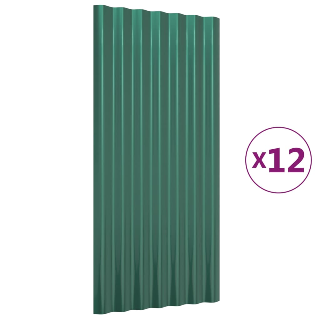 Paneles de techo Vidaxx 12 piezas 80x36 cm acero galvanizado verde