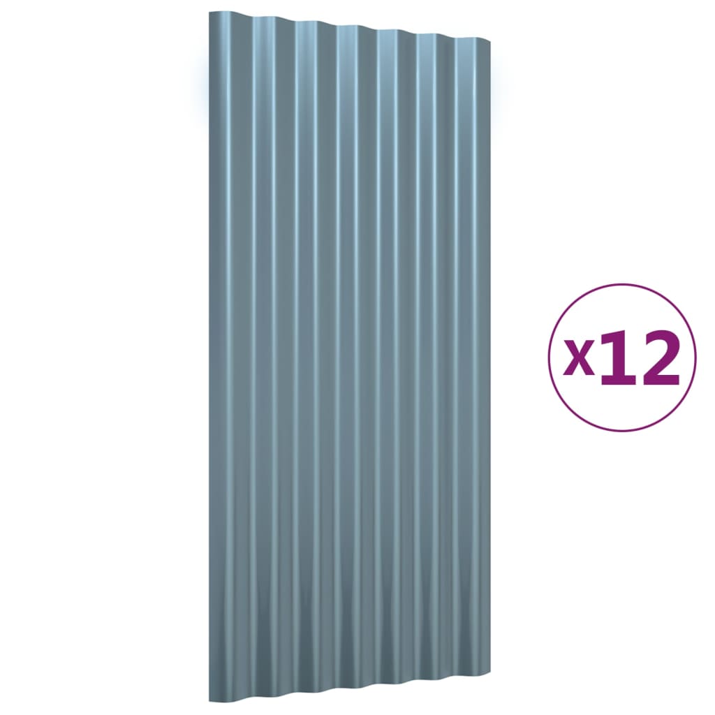 Pannelli del tetto Vidaxl 12 ST 80x36 cm in polvere grigio rivestito