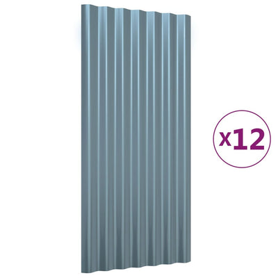 Vidaxl dakpanelen 12 st 80x36 cm gegalvaniseerd staal grijs