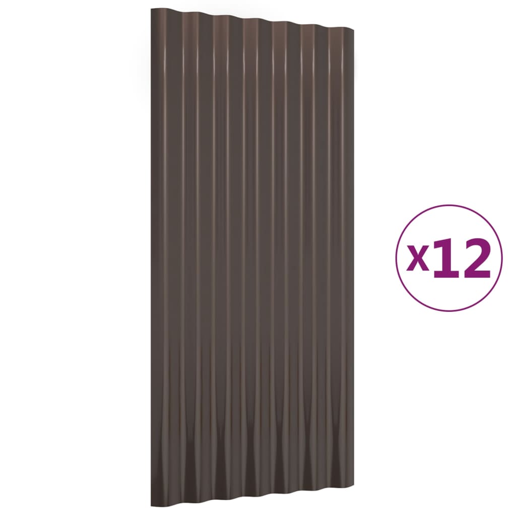 Vidaxl dakpanelen 12 st 80x36 cm gegalvaniseerd staal bruin