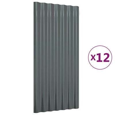 Paneles de techo Vidaxx 12 piezas 80x36 cm acero galvanizado antracita