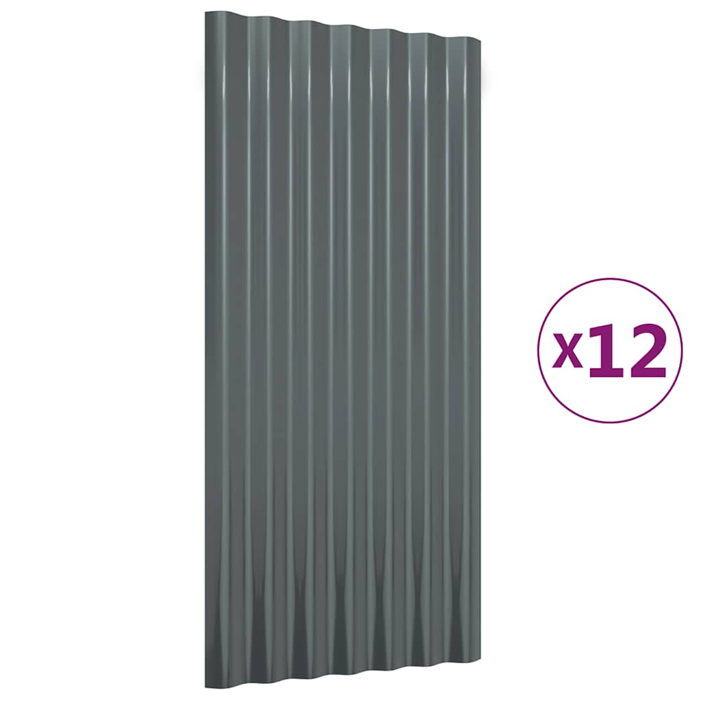 Paneles de techo Vidaxx 12 piezas 80x36 cm acero galvanizado antracita