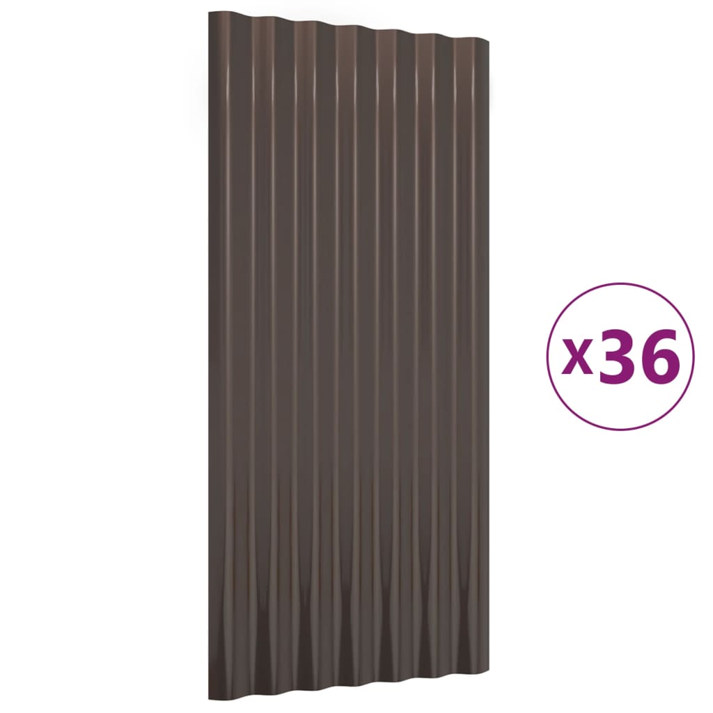 Paneles de techo vidaxx 36 piezas 80x36 cm acero galvanizado marrón