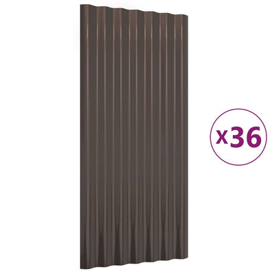 Vidaxl dakpanelen 36 st 80x36 cm gegalvaniseerd staal bruin