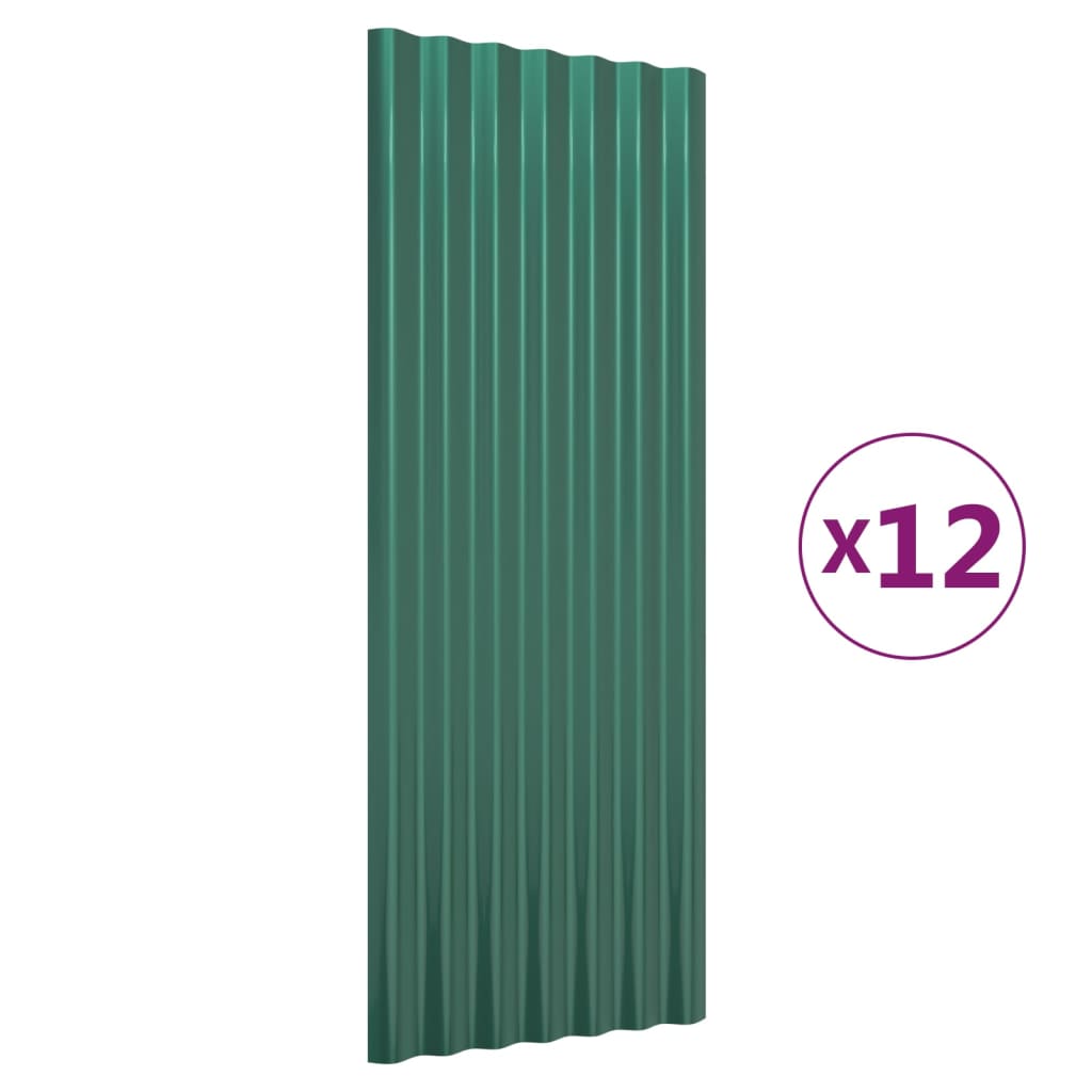 Pannelli del tetto Vidaxl 12 ST 100x36 cm in polvere rivestito in acciaio