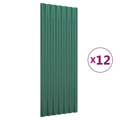Paneles de techo de Vidaxl 12 st 100x36 cm en polvo -acero cubierto verde