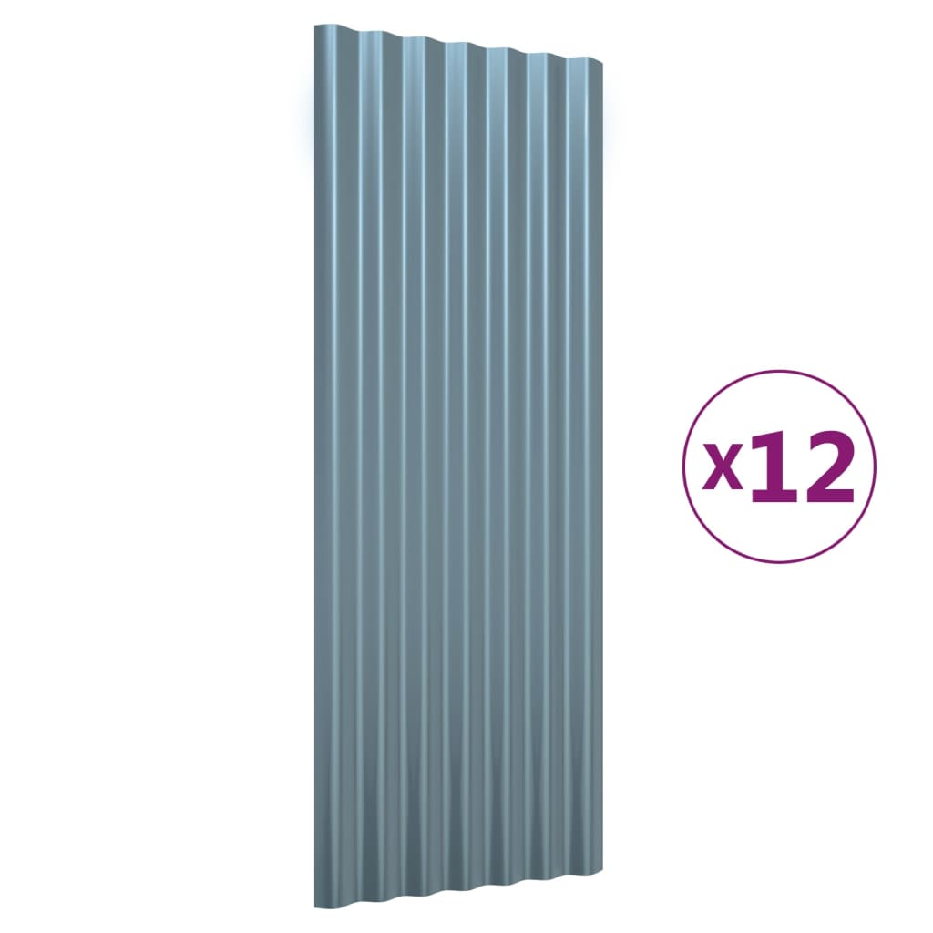 Pannelli del tetto Vidaxl 12 ST 100x36 cm in polvere grigio rivestito