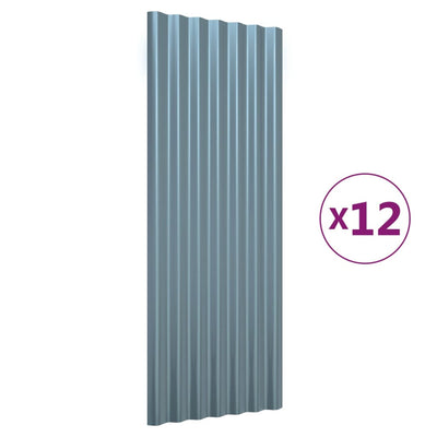 Paneles de techo de Vidaxl 12 st 100x36 cm en polvo -acero cubierto gris
