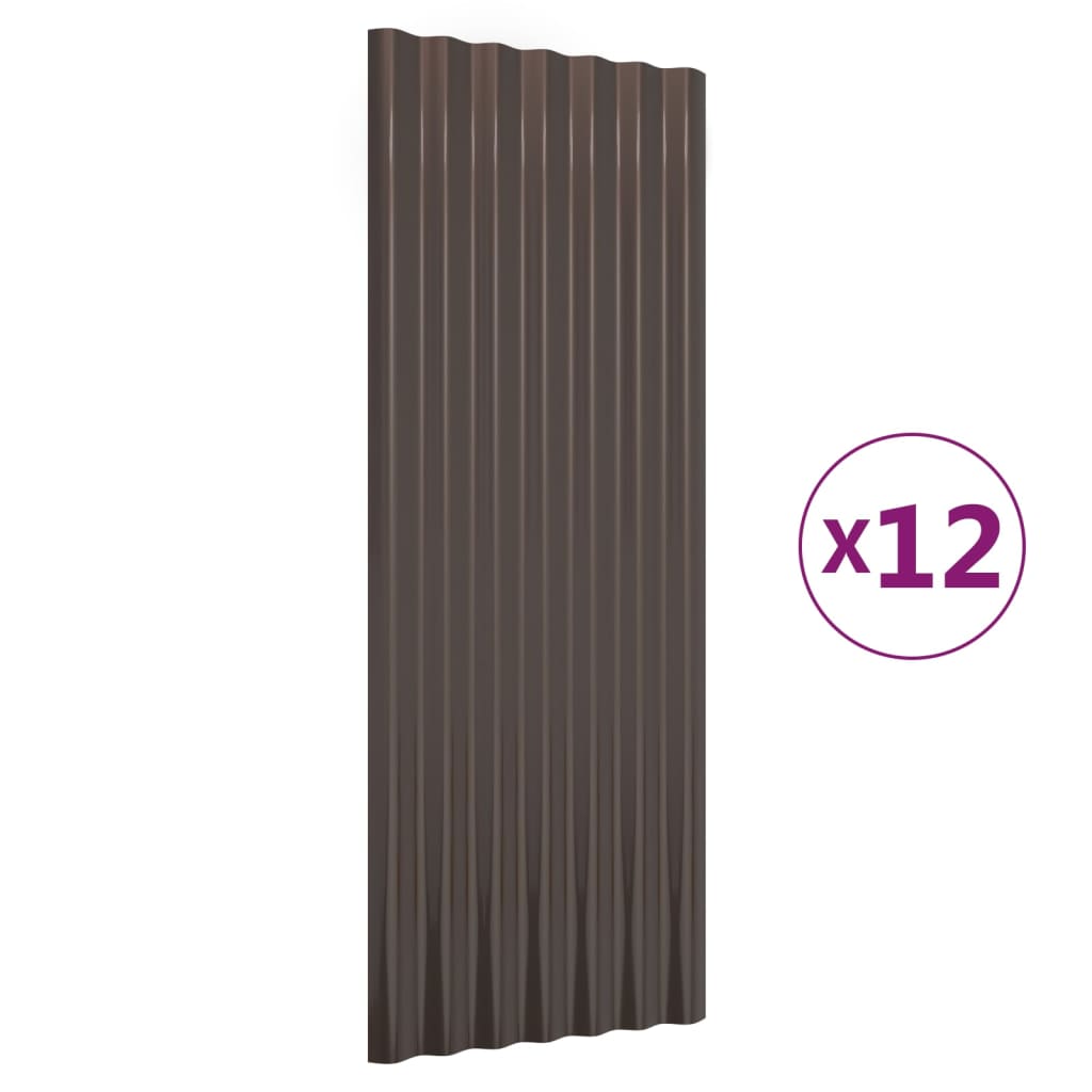 Vidaxl dakpanelen 12 st 100x36 cm gegalvaniseerd staal bruin