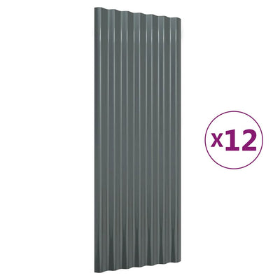 Paneles de techo de Vidaxl 12 PCS 100x36 cm en polvo -acero recubierto antracita
