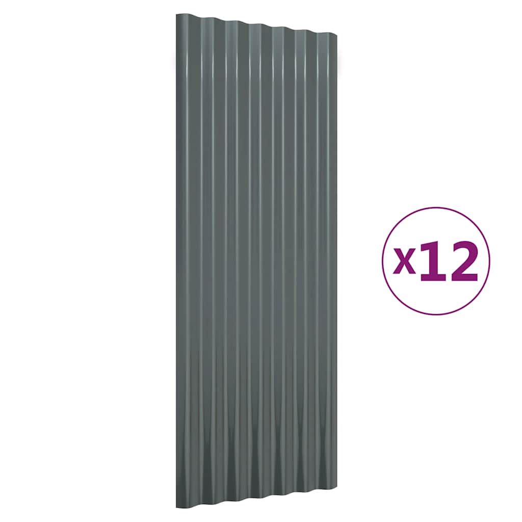 Vidaxl dakpanelen 12 st 100x36 cm gegalvaniseerd staal antracietkleurig
