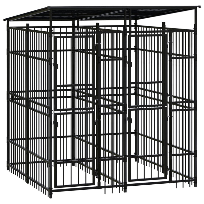 Vidaxl Dog Kennel con tetto 3,69 m² acciaio