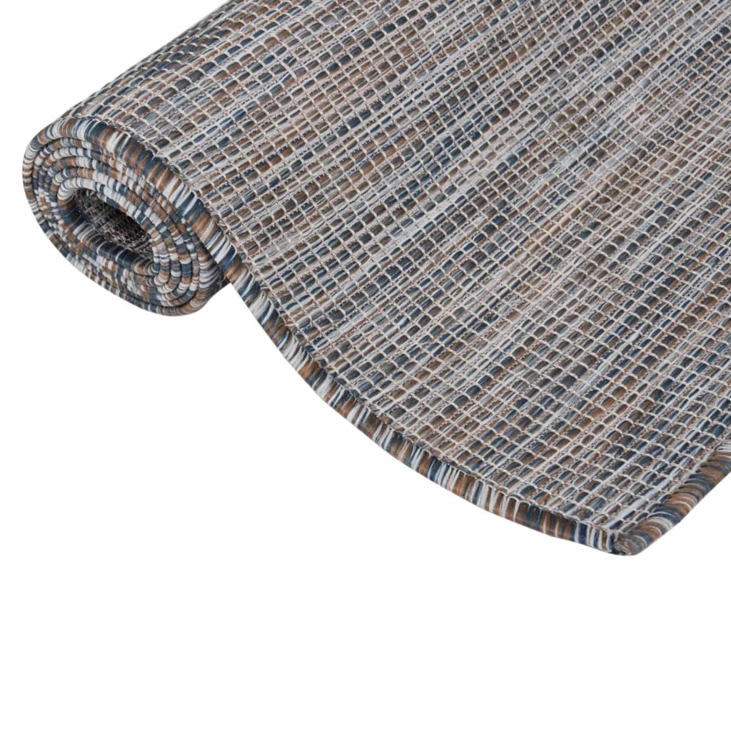 Vidaxl tappeto esterno piatto intrecciato 80x150 cm marrone e blu