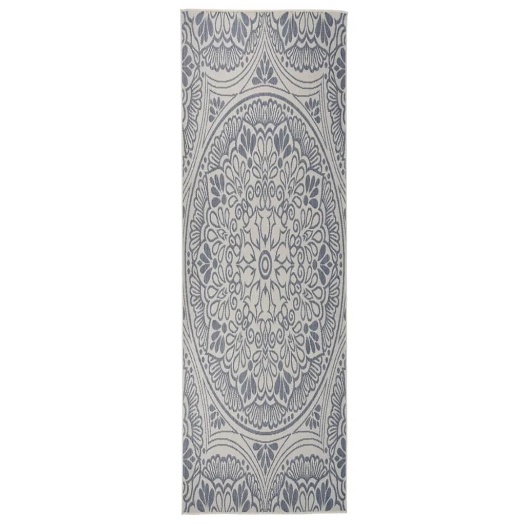 Vidaxl tappeto esterno con pattern piatto -80x250 cm blu