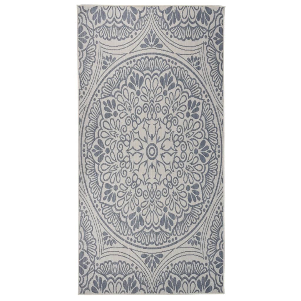 Vidaxl tappeto esterno con pattern piatto -vegno 100x200 cm blu