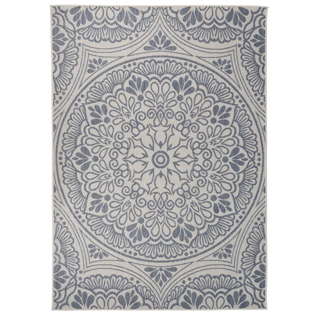 Vidaxl tappeto esterno con motivo intrecciato intrecciato 140x200 cm blu