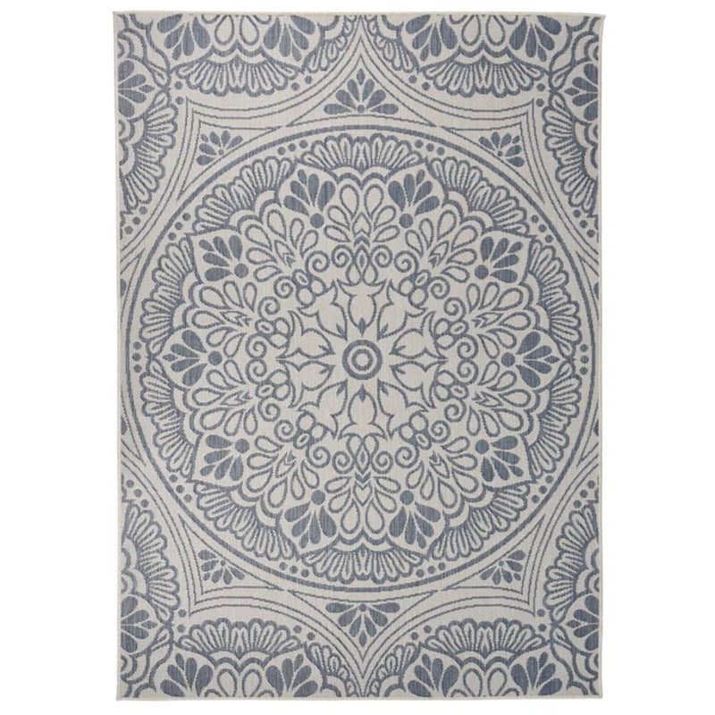 Vidaxl tappeto esterno con motivo intrecciato intrecciato 140x200 cm blu
