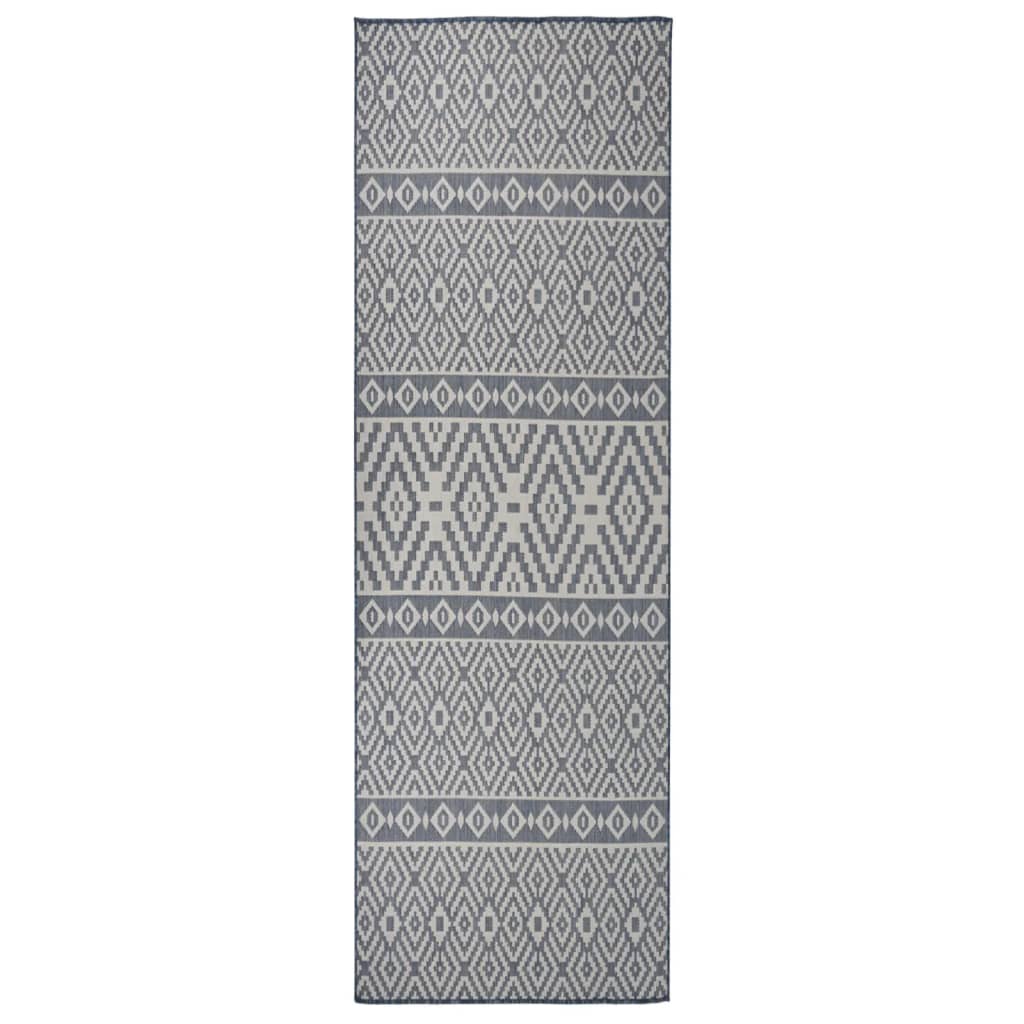 Vidaxl tappeto esterno con pattern piatto -80x250 cm blu