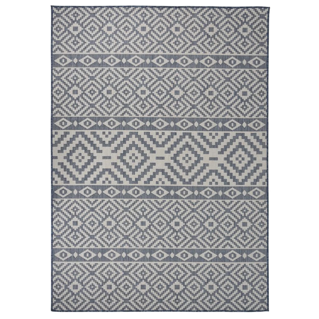 Vidaxl tappeto esterno con pattern piatto -veghevole 120x170 cm blu
