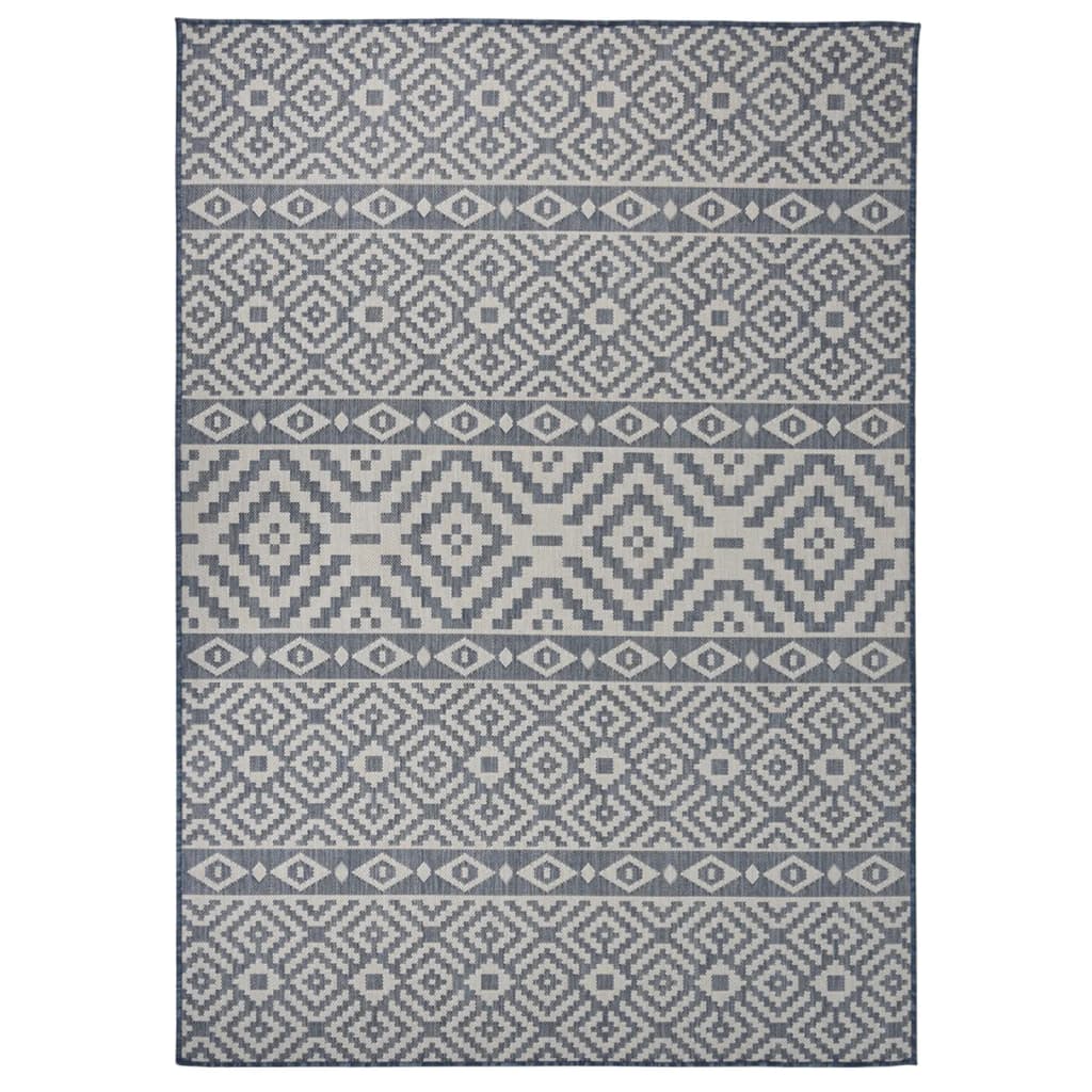 Vidaxl tappeto esterno con motivo intrecciato intrecciato 140x200 cm blu