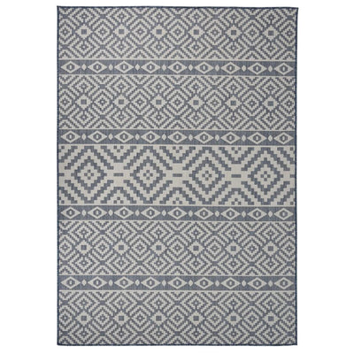 Vidaxl tappeto esterno con motivo intrecciato intrecciato 140x200 cm blu