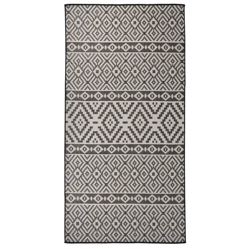 Vidaxl tappeto esterno con pattern piatto -velle 100x200 cm nero
