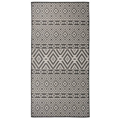 Vidaxl tappeto esterno con pattern piatto -velle 100x200 cm nero