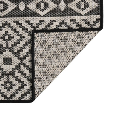 Vidaxl tappeto esterno con pattern piatto -velle 100x200 cm nero