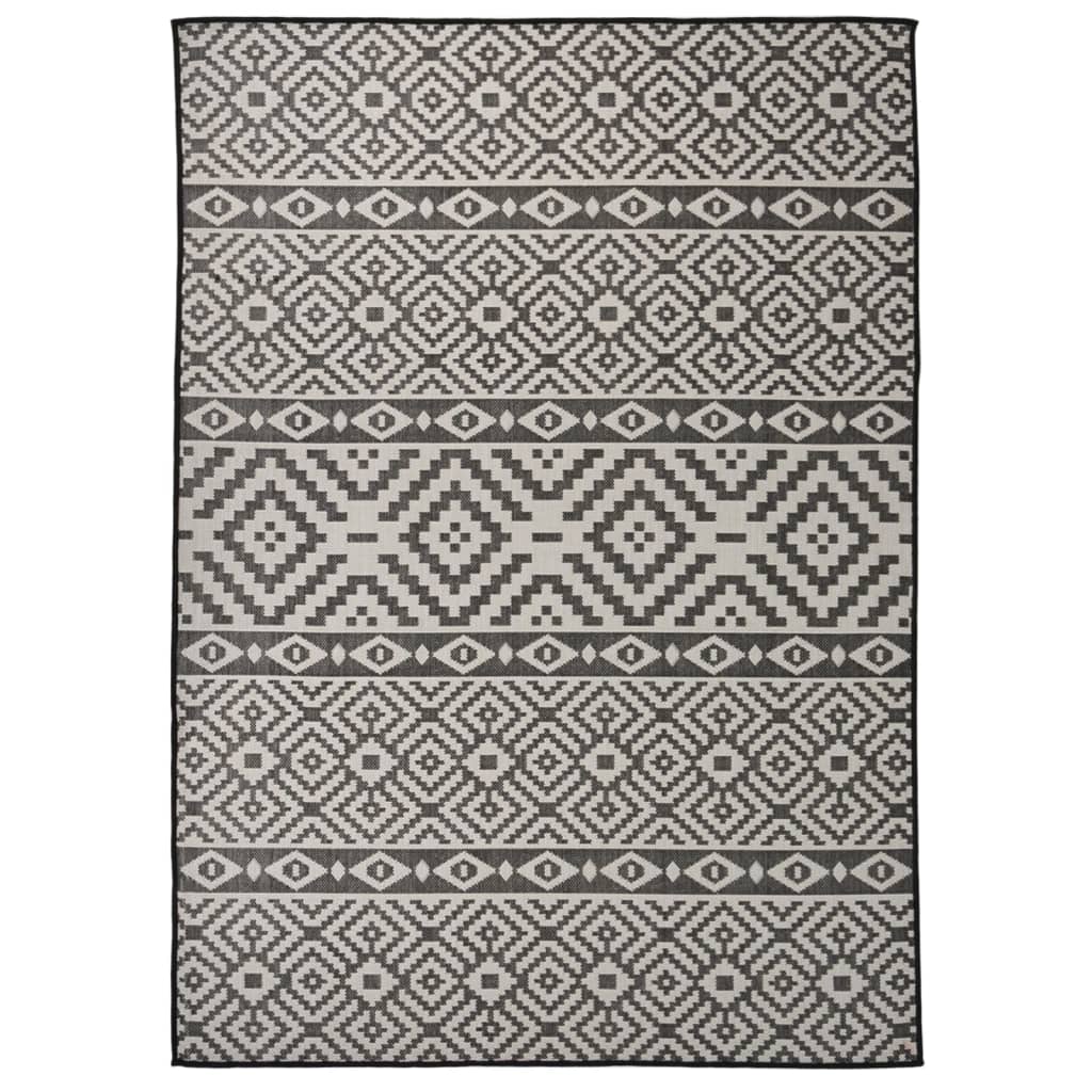 Vidaxl tappeto esterno con pattern piatto -Weoven 120x170 cm nero