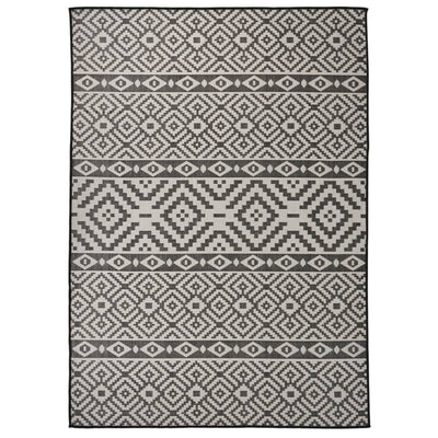 Vidaxl buitenkleed met patroon platgeweven 120x170 cm zwart