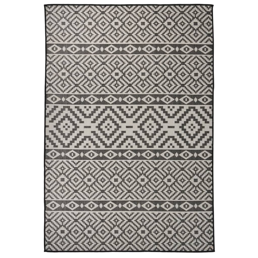 Vidaxl tappeto esterno con pattern piatto -vegno 160x230 cm nero