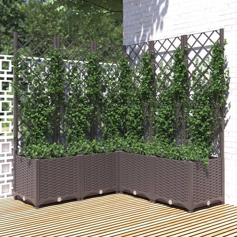 Fioriera Vidaxl con slat lavoro 120x120x136 cm in polipropene marrone