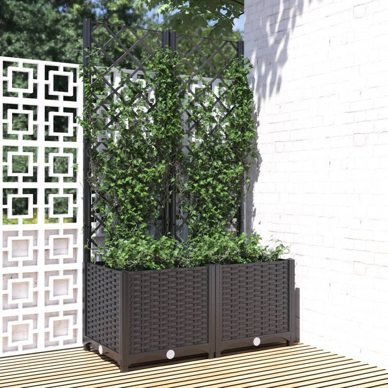 Vidaxl fioriera con slat 80x40x136 cm polipropene nero