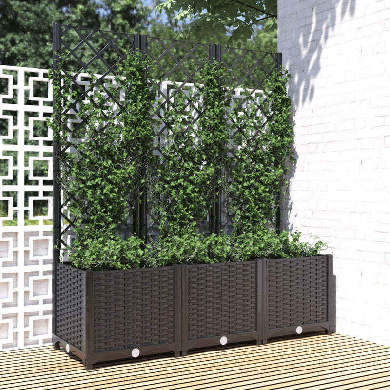 Vidaxl Plannet con slat work 120x40x136 cm polipropene nero