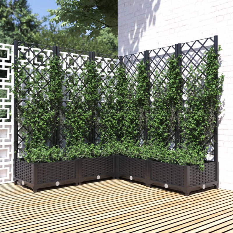Vidaxl Plannet con slat work 120x120x121,5 cm polipropene nero