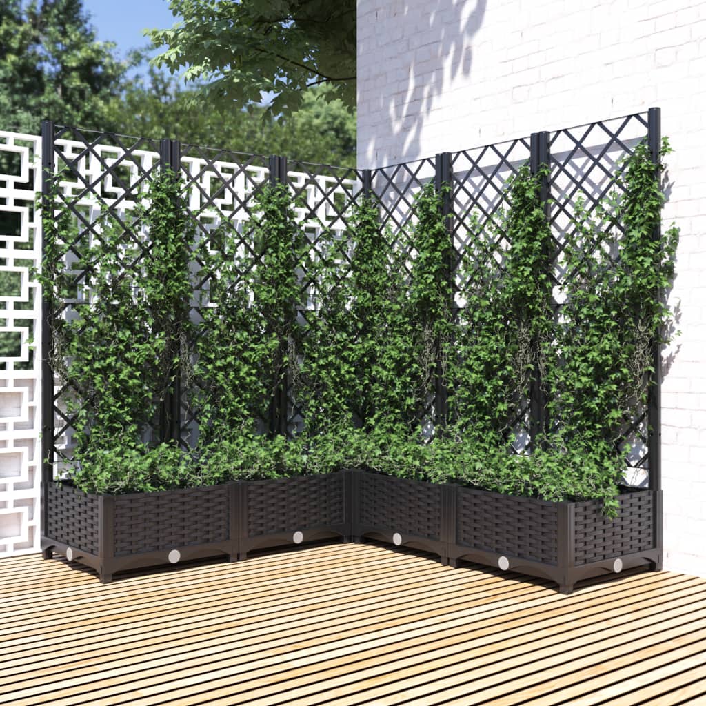 Vidaxl Plannet con slat work 120x120x121,5 cm polipropene nero