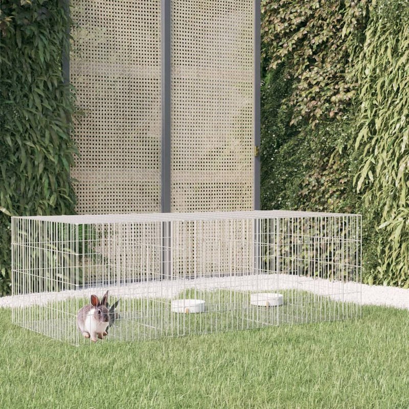 Cage di coniglio Vidaxl con 3 pannelli 163x79x54 cm galvanizzato