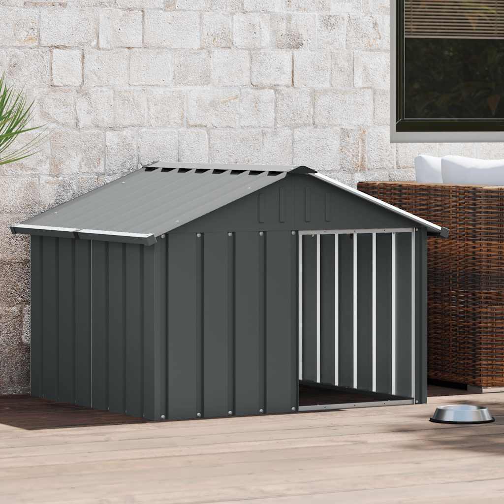 Vidaxl hondenhok 116,5x103x81,5 cm gegalvaniseerd staal antracietkleur