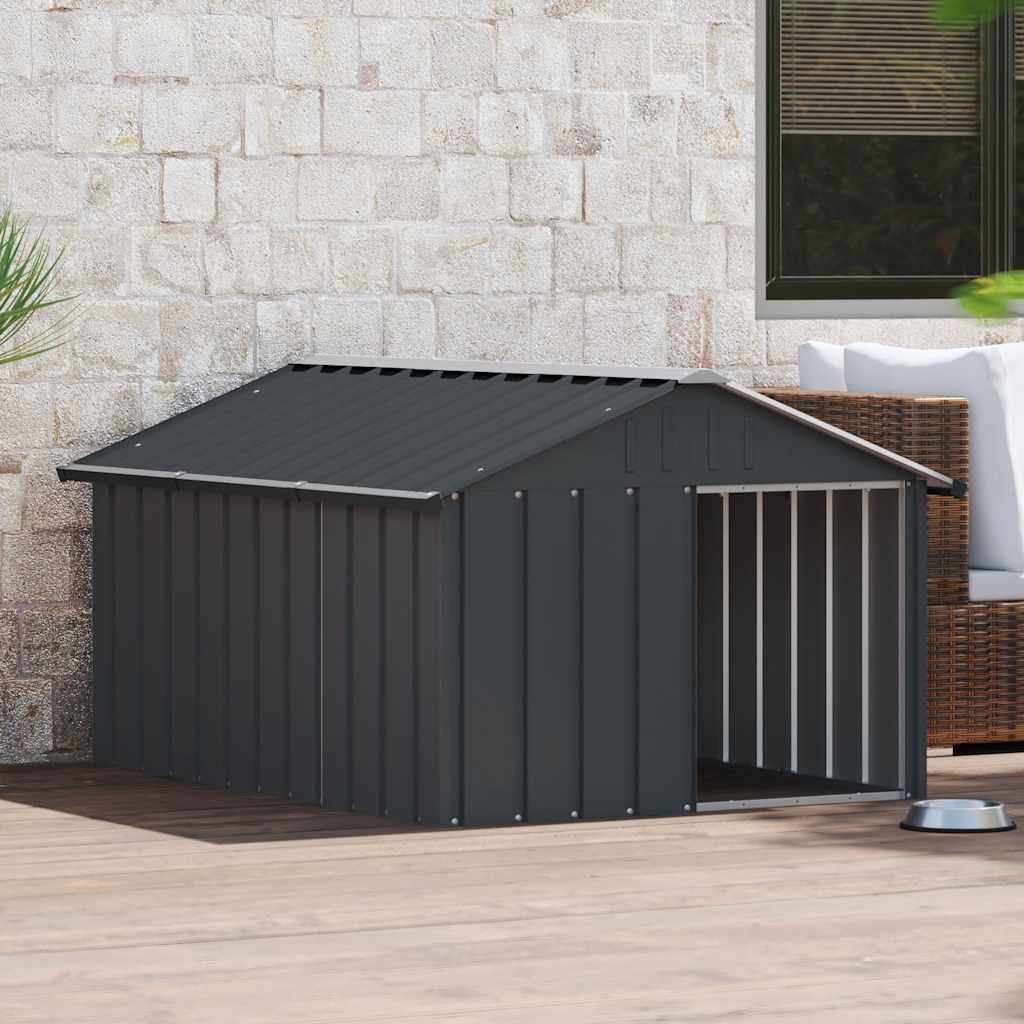 Vidaxl Dog Loft 116.5x153x81.5 cm Colore antracite in acciaio zincato