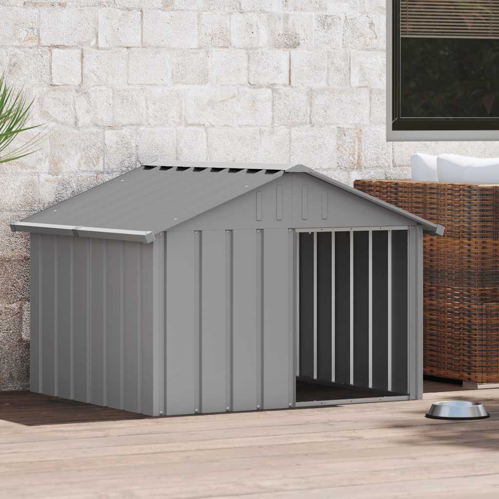 Vidaxl Dog Loft 116.5x103x81.5 cm grigio in acciaio zincato