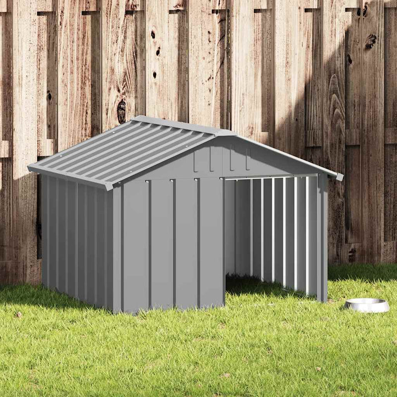 Vidaxl Dog Loft 116.5x103x81.5 cm grigio in acciaio zincato