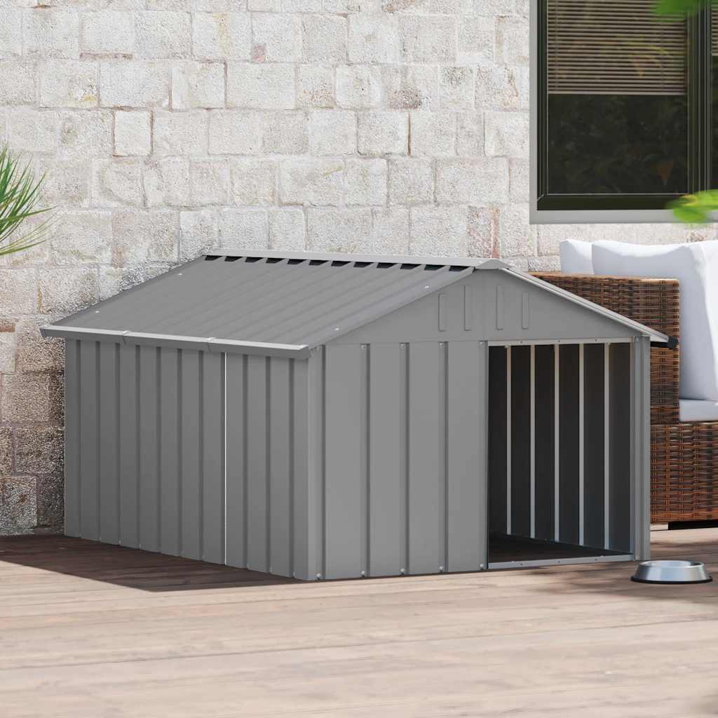 Vidaxl Dog Loft 116.5x153x81.5 cm grigio in acciaio zincato
