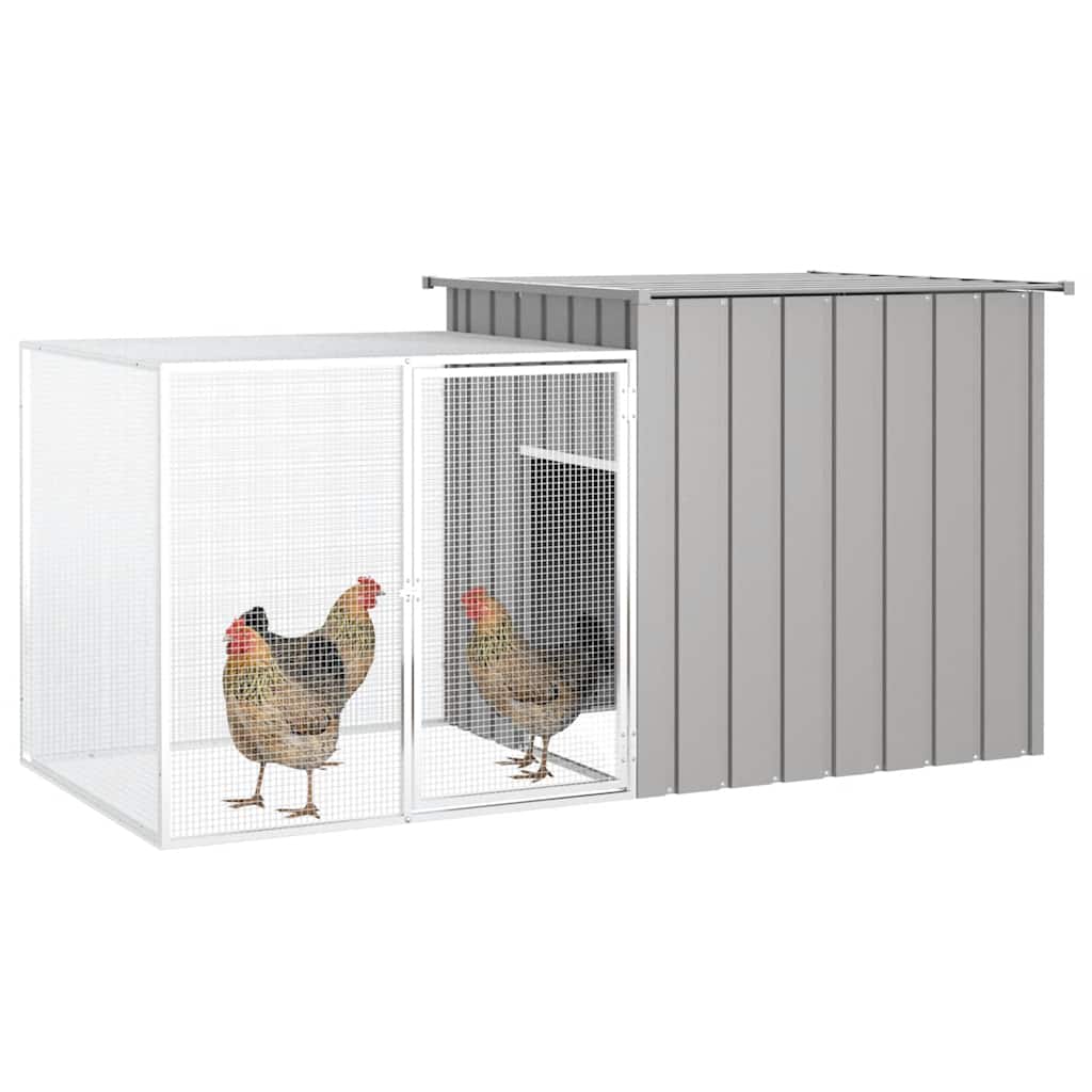 Vidaxl Chicken Coop 200x91x100 cm grigio galvanizzato