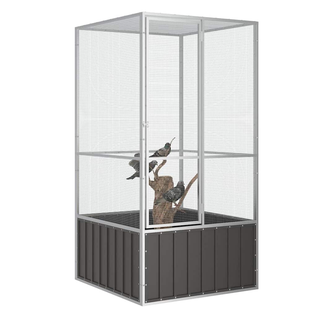 Vidaxl Bird Cage 111x107x211.5 cm Colore antracite in acciaio zincato