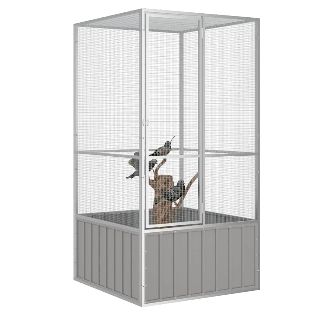 Vidaxl Bird Cage 111x107x211.5 cm grigio in acciaio zincato