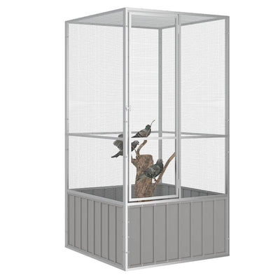 Vidaxl Bird Cage 111x107x211.5 cm grigio in acciaio zincato