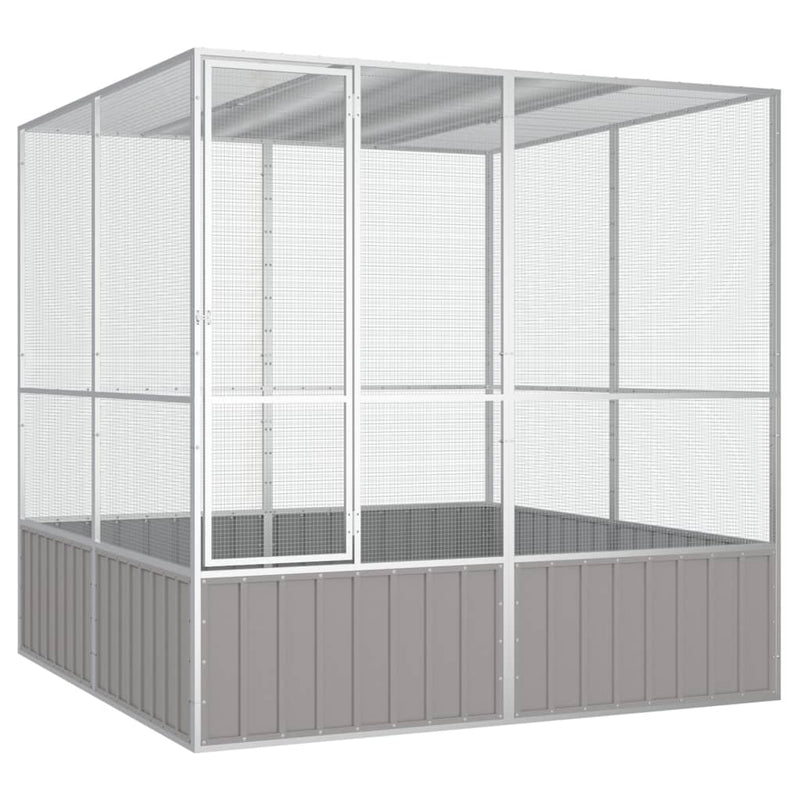Vidaxl Bird Cage 213.5x217.5x211.5 cm grigio in acciaio zincato