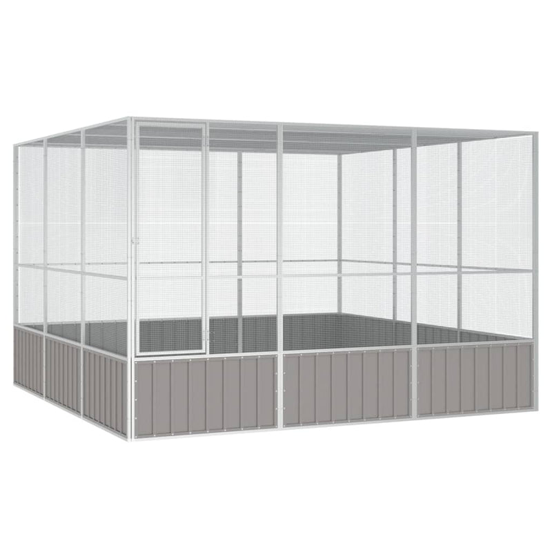 Vidaxl Bird Cage 302.5x324.5x211.5 cm grigio in acciaio zincato