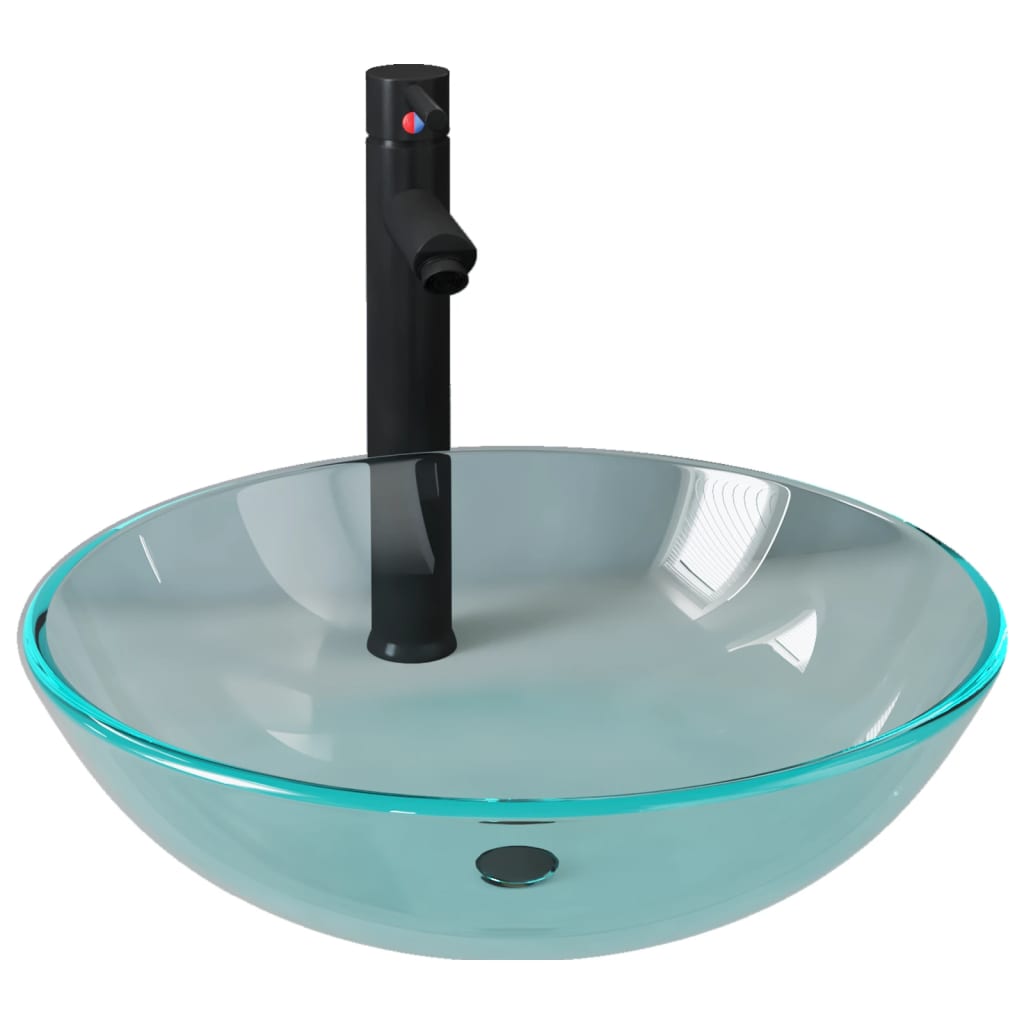 Vidaxl Washbasin con gru e vetro pop-up trasparente